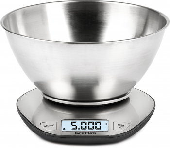 Cantar de bucatarie electronic cu bol inox mare G3Ferrari Linea capacitate max. 5 kg diviziune 1g functie tare si zero oprire automata