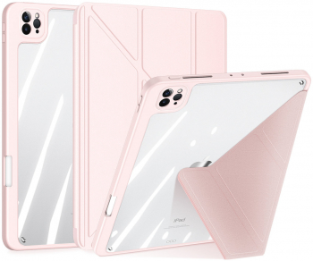 Husa de protectie pentru Apple iPad Pro 12.9 2018/2020/2021 Smart Flip cover cu fata detasabila si suport Landscape Roz HUR-BBL7095