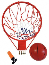 Set cos baschet cu plasa inel metalic diametru 45 cm pompa cu ac si minge 4 dibluri de fixare 