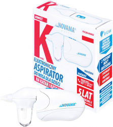 Aspirator nazal electric Novama White K pentru copii 0-12 ani 2 varfuri silicon 2 moduri de operare silentios cu baterii Alb