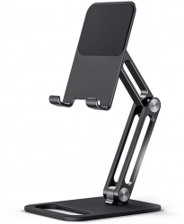 Suport/Stand Telefon/Tableta Aluminium MTP Pliabil 360 grade Inaltime reglabila Compatibil iPhone si iPad Black 
