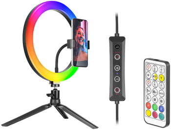 Lampa Circulara Tracer Ring RGB cu trepied 26cm 