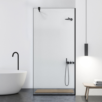 Paravan dus walk-in Aqua Class Black 50x195 cm sticla clara securizata anticalcar