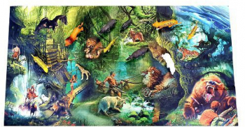 Set 10 animale salbatice si covoras de joaca textil 110 x 60 cm