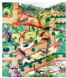 Set 10 dinozauri si covoras de joaca textil 70 x 80 cm