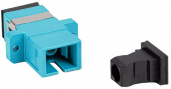 Adaptor retea fibra optica cu conectori SC/UPC Lanberg 43368 MM SIMPLEX OM3 cu capace negre turcoaz 