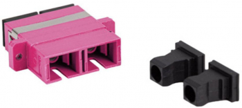Adaptor retea fibra optica cu conectori SC/UPC Lanberg 43370 MM DUPLEX OM4 cu capace negre violet 