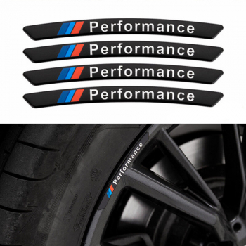 Set 4 embleme Mperformance pentru jante BMW negru 