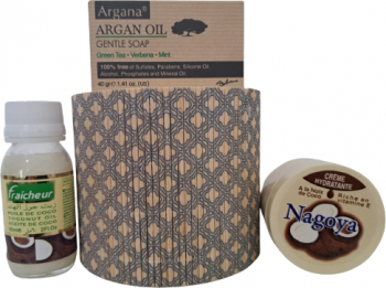 Set cadou cutie bambus crema cu ulei de nuca de cocos 100 ml ulei nuca de cocos fraicheur 60 ml sapun cu ulei de argan 40 gr 