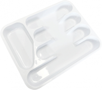 Suport tacamuri din plastic cu 5 compartimente alb 32.5 x 25.5 x 4 cm 