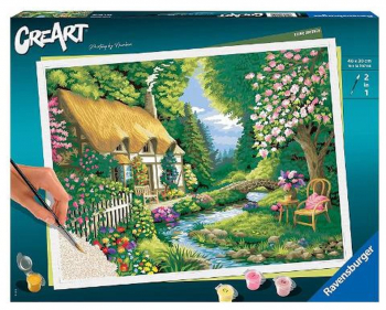 Pictura pe numere Ravensburger - Casuta pe malul raului 