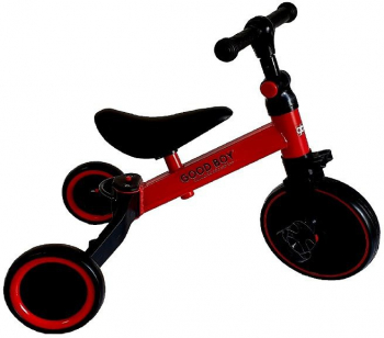 Tricicleta din metal si plastic transformabila in bicicleta fara pedale rosie 