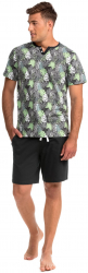 Pijama de barbati Vamp 14717 M bumbac gri/verde 