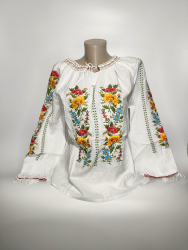 Bluza traditionala brodata tip ie bumbac alba model 07 marimea S 