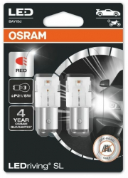 Set 2 becuri auto led Osram LEDriving Premium P21/5W 12V Rosu 