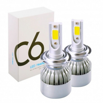 Set 2 LED-uri Auto Techstar and reg C6 H11/H8/H9 36w 3800 Lumeni 6500K AUTO 12-24 Volti COB 