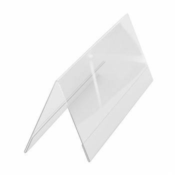 Suport nume/pret tip V format 300x105mm 2 buc/SET transparent pentru birou 