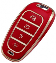 Husa rosu pentru cheie 3-4 butoane Hyundai Santa Fe Tucson 2020 2021 2022 NEXO NX4 Solaris Sonata Hybrid Azera 