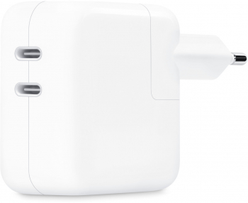 Adaptor retea Apple Dual Port USB-C 35W pentru iPhone iPad MacBook Airpods Apple Watch Fast charge Alb CRB-BBL7204 