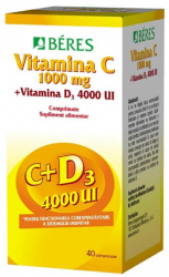 Beres Vitamina C 1000mg + Vitamina D3 4000 U.I. 40 comprimate