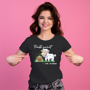 Tricou personalizat dama OITA PASTE FERICIT CA MINE Negru Marime XL 