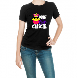 Tricou personalizat dama PASTE- ONE CUTE CHICK Negru Marime M 