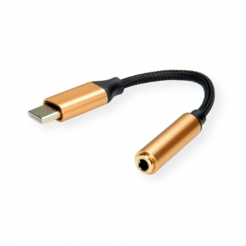 Adaptor audio GOLD USB-C la jack stereo 3.5mm T-M 0.13m Roline 12.03.3223