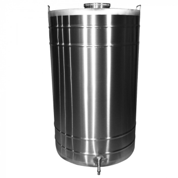 Butoi inox alimentar 200 litri cu dop filet si canea inox 