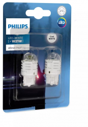 Set 2 Becuri Led Exterior 12v W21W White W3x16d Ultinon Pro3000 Si Philips Alb 