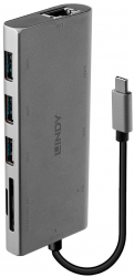 Docking station USB 3.1-C la VGA / HDMI 4K@30Hz / Gigabit LAN / 3 x USB 3.0-A / 1 x microSD / 1 x SD Lindy L43278 