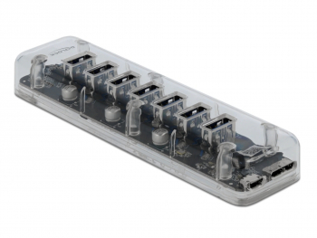 HUB cu 7 x USB 3.0-A alimentare USB Transparent Delock 64088 