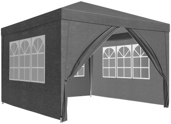 Cort Pavilion Gri 3x3 m cu Pereti Laterali si Ferestre pentru Petrecere Evenimente Curte sau Gradina 