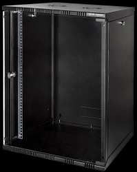 Cabinet 19 inch Logilink 15U W15A54B fixare pe perete dezasamblat usa sticla cu blocare otel 1.5mm sarcina maxima 50Kg Negru 