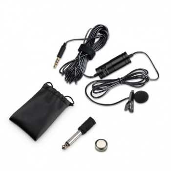 Microfon Lavaliera cu Prindere pt Smartphone si DSLR Sunet HD Zgomot Redus 3.5mm Buton Comutabil Clips Pr 