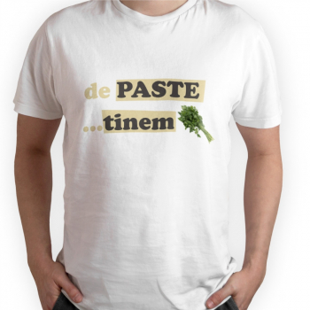 Tricou personalizat barbat DE PASTE TINEM LEGATURA Alb Bumbac Marime L 