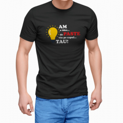 Tricou personalizat barbat DE PASTE VIN PE CAPUL TAU Negru Bumbac Marime M 