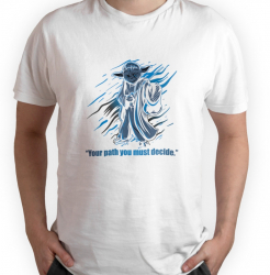 Tricou personalizat barbat YODA Alb Bumbac Marime M 