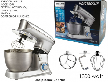 Mixer cu bol din inox Dictrolux 1300W bol 6.5 L 6 viteze 