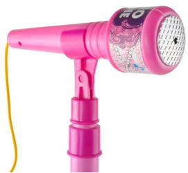 Microfon karaoke de jucarie cu fir inaltime ajustabila amplificator de voce si lumini Roz JMB-BBL7284 