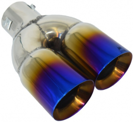 Ornament pentru Iesire Toba din Metal Compatibilitate Universala Dimensiuni 21 x 16 cm Diametru Teava 6.2cm Culoare Argintiu/Albastru