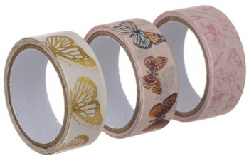 Set cu 3 benzi adezive pentru copii model Fluture 15mm x 3m Multicolor JMB-BBL7286 