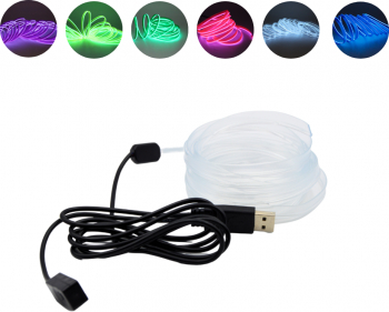 Banda neon auto 3 metri LED RGB 5V USB 