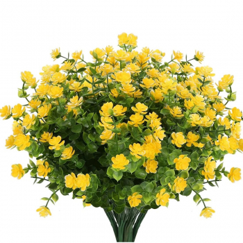 Set 8 Pachete De Flori Artificiale Galbene Rezistente La UV Inaltime 35 cm 