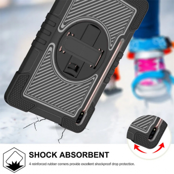Husa de protectie pentru tableta Samsung Galaxy Tab S7 Plus/S8 Plus cu bareta si stand curea atasabila Negru KOF-BBL7852 