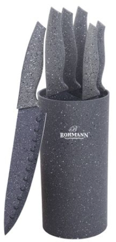 Set de cutite 6 piese bohmann stant rotund acoperire Marmura-Gri 