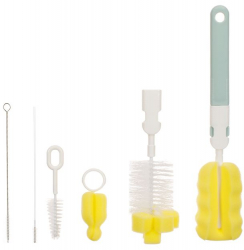 Set de perii pentru curatare biberon si tetina maner ergonomic perie sticla 21cm si perie tetina 11.5 cm Galben JMB-BBL7811 