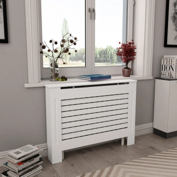 vidaXL Masca pentru calorifer alb 112x19x81 5 cm MDF 