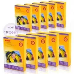 Set 10 topuri hartie foto Glossy 230 g Kodak 4R pachet 500 coli 