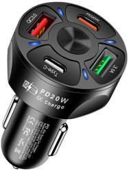 Incarcator auto 38W 6A Quande 4 porturi PD QC 3.0 Incarcare rapida 