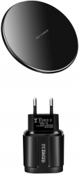 Incarcator Wireless Fast Charge 15W ultra slim cu alimentator Fast Charge 18W/3.0 E-smartgadget pentru Huawei p30 pro p40 negru 